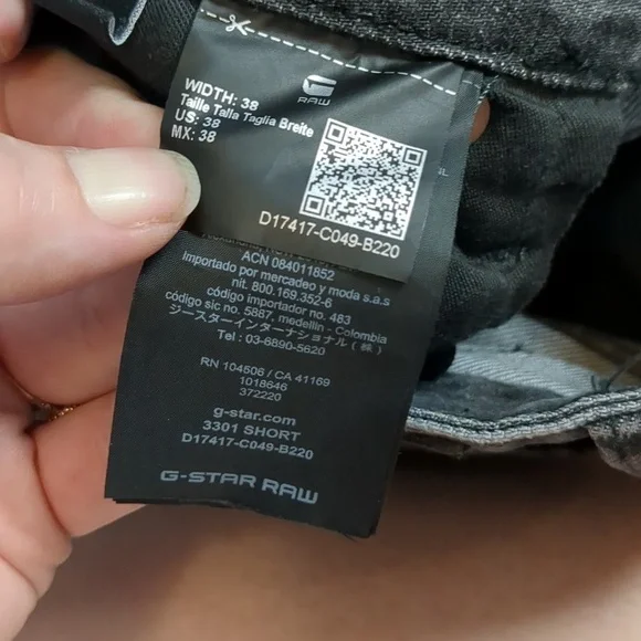 G-star raw 3301 straight shorts size 38